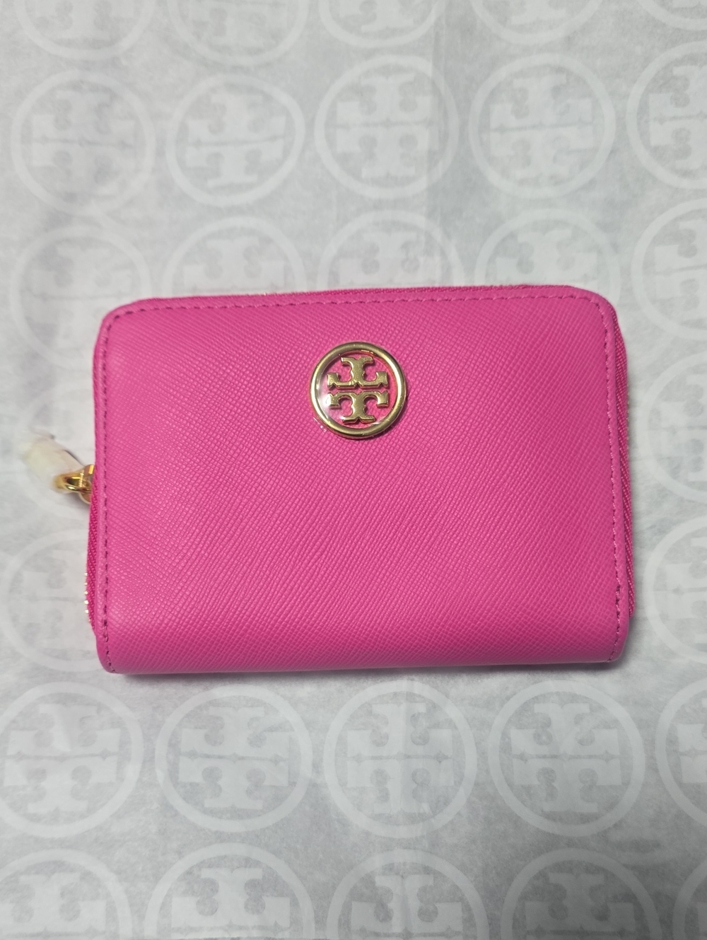 Tory Burch Pink Leather Zip Card Wallet
